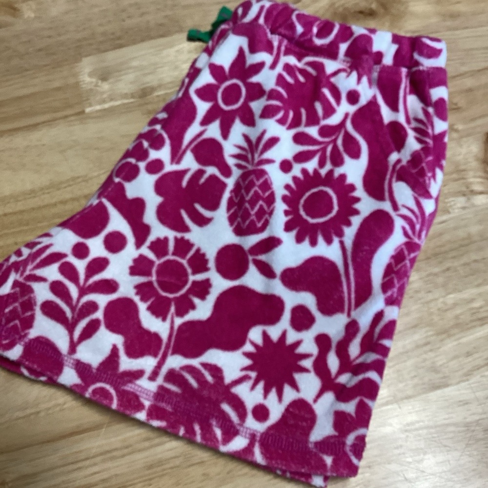 Girls Boden Terrycloth Hawaiian Shorts With Pockets - Pink/White- 12